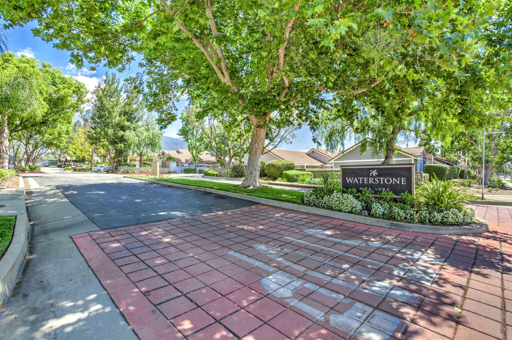 complex entry driveway at Waterstone
