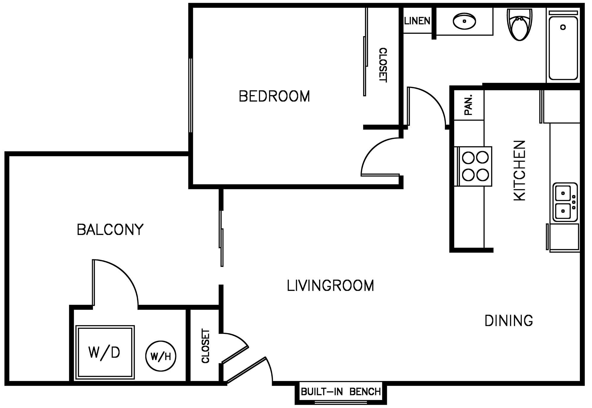 1 Bedroom 1 Bath Villa Floorplan